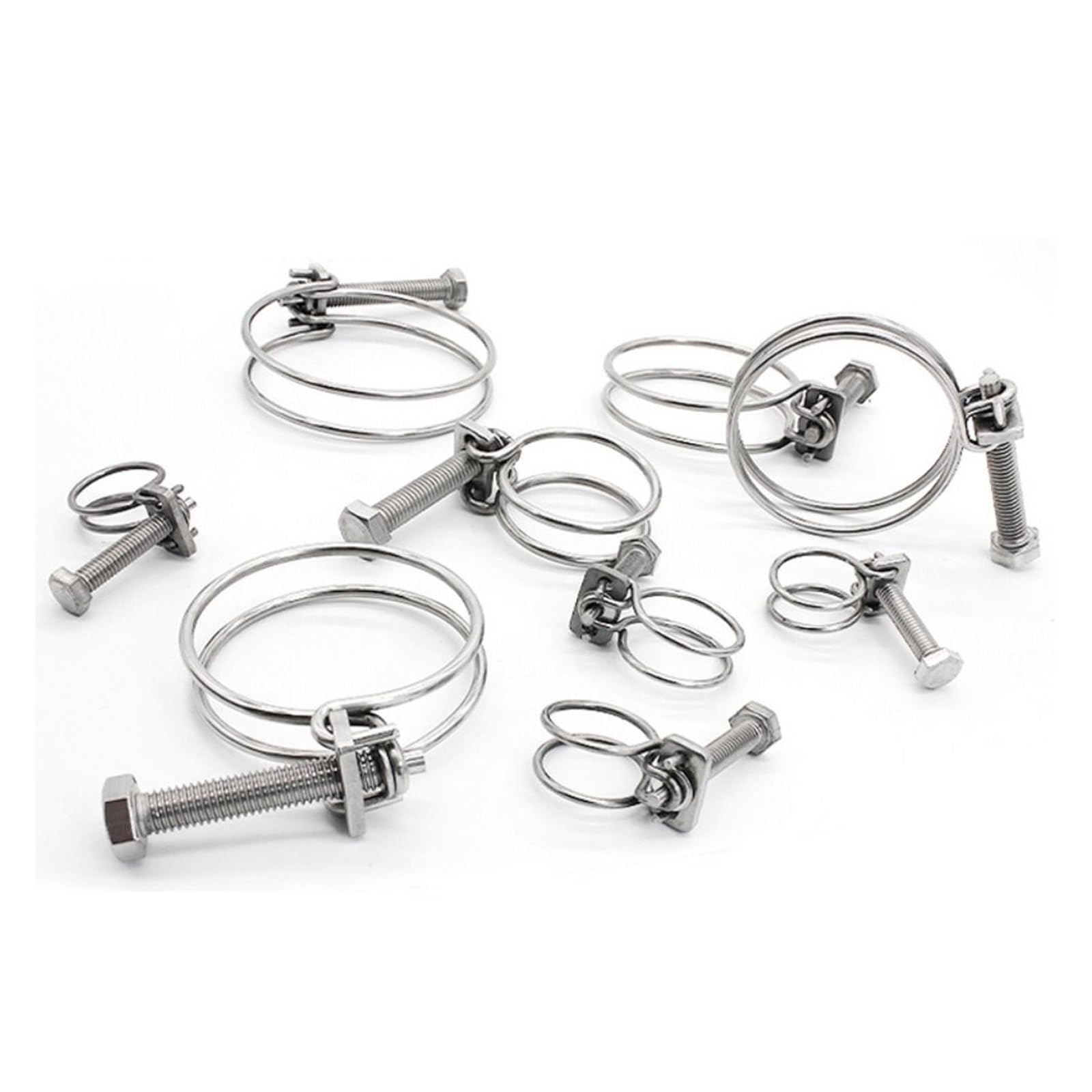 Morsetto per tubo a doppio filo, 1 pezzo, morsetto per tubo a doppio filo, clip fissa per tubo in acciaio inox 304, kit assortito (22-25 x 2,0 mm)