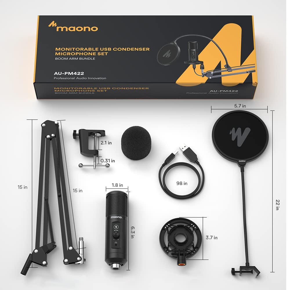 MAONO Kit de Microfone Podcast AU-PM422 : Amazon.com.br: Papelaria