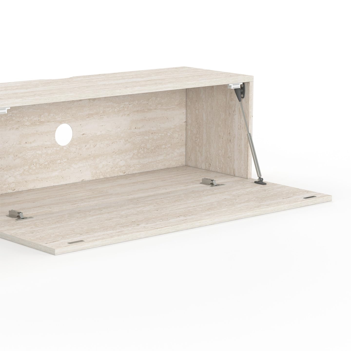 IDMarket - Mueble de TV 180 cm colgante Elio 2 puertas de madera efecto travertino