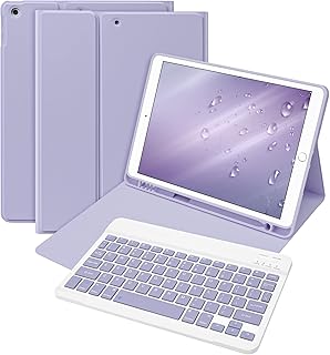 Bettow for iPad 10.2 9th 8th 7th Generation 10.2 inch Keyboard Case,Detachable Wireless Color Keyboard Case with Pencil Holder,2021/8th Gen 2020/7th Gen 2019 Support Auto Sleep/Wake-Purple