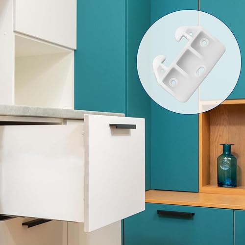 Miniatura 4 de Deslizadores deslizantes de cajón trasero Montaje inferior Guías de cajón de plástico Gabinete Cajón Cajón Guías de guía de pista Soportes de guía