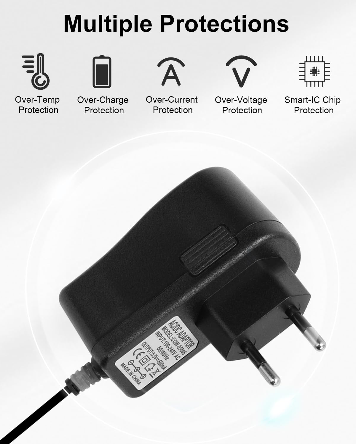5,5V Ladegerät für Kärcher Fensterreiniger WV2, WV 2 Plus, WV1, Netzkabel für Kärcher Fenstersauger WV1 Plus, WV60, WV60 Plus, WV70, WV75, WV5, WV55,Netzteil Ladekabel Charger 1,5m/600mA
