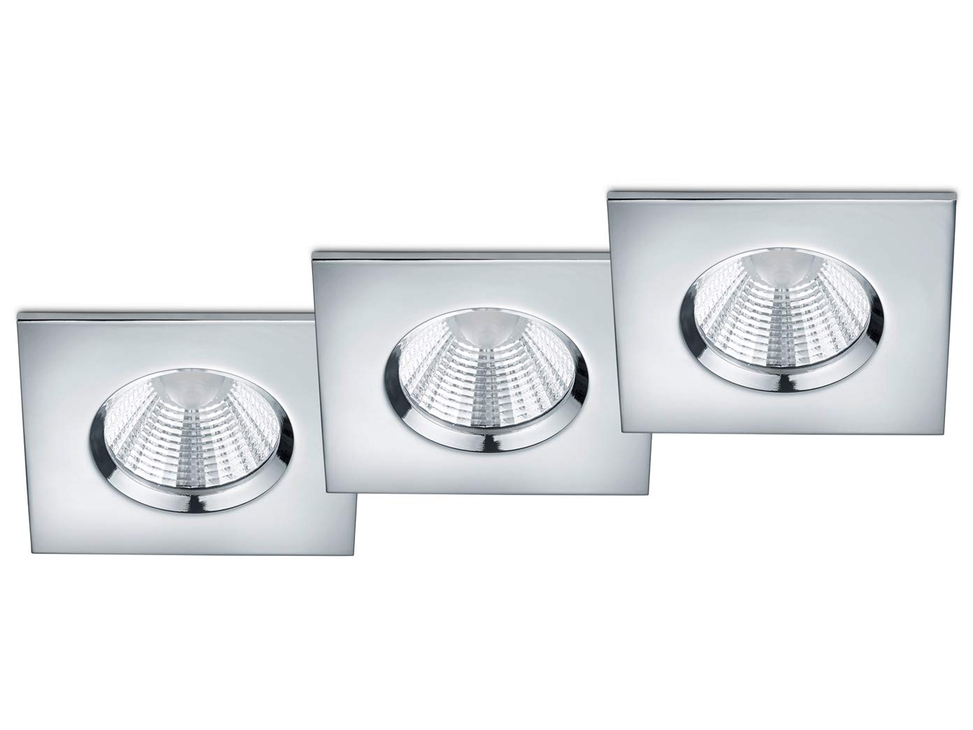 Focos LED empotrables techo Trio Zagros pack 3 bombillas 5.5W focos metal cromado