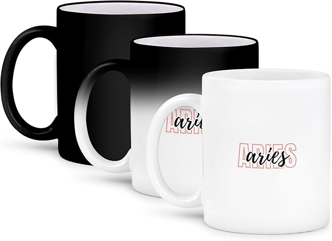3dRose, Zodiac Sign - Aries Text, 11oz Magic Transforming Mug