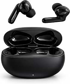 Fone de Ouvido Bluetooth 5.4 Sem Fio TWS Preto com Microfone, Estojo Carregador, Encaixe Confortável para Música, Chamadas e Academia, Compatível com Android e iPhone