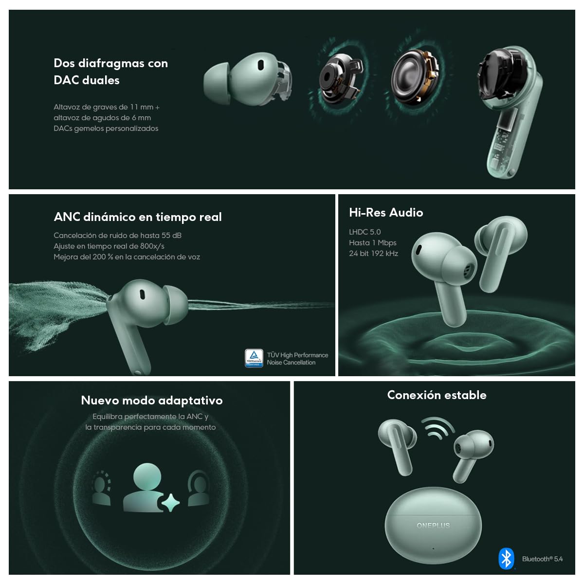 OnePlus Buds 4 Wireless Earbuds - Up to 55dB Noise Cancellation - Dettaglio