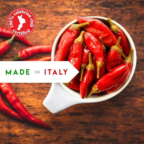 Miniatura 6 de L'Oro Del Sud Pimientos enteros de Calabria certificados auténticos, chiles enteros en aceite, 9.8 oz (280 g), cultivados y envasados en Calabria,