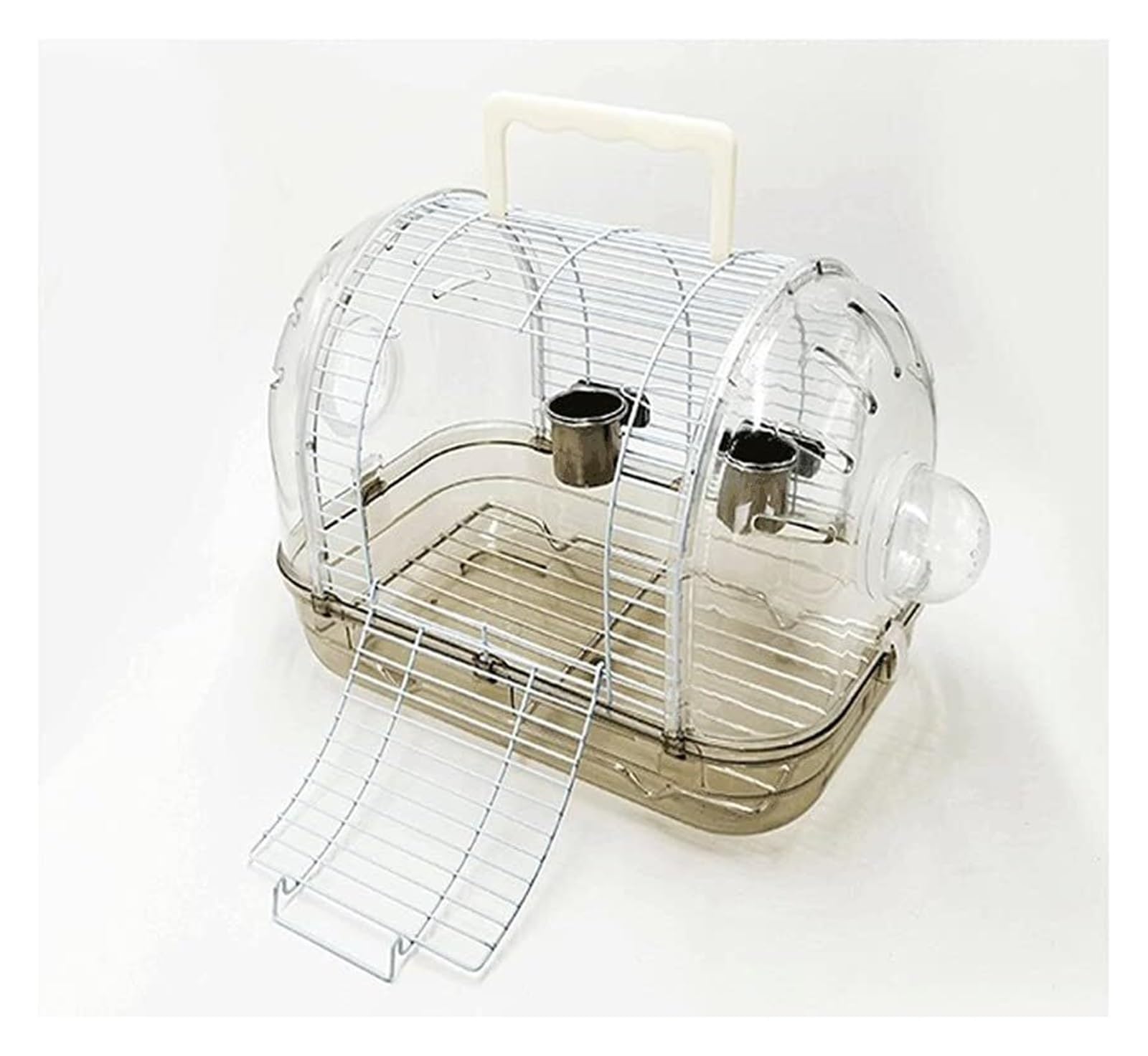 Pajarera， Jaula for pájaros Transparente portátil con chasis Desmontable,Jaula de Vuelo for pájaros pequeños con asa comedero de Acero Inoxidable-Decoración Transparente