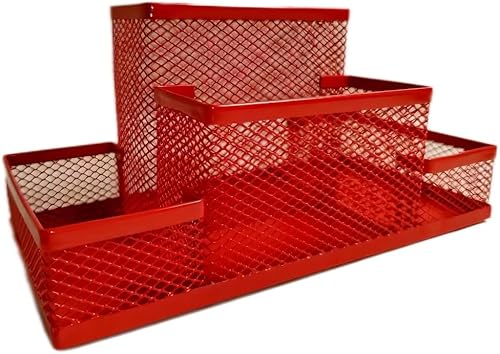 Miniatura 6 de ROSE RED - Organizador de escritorio de malla metálica con 4 compartimentos