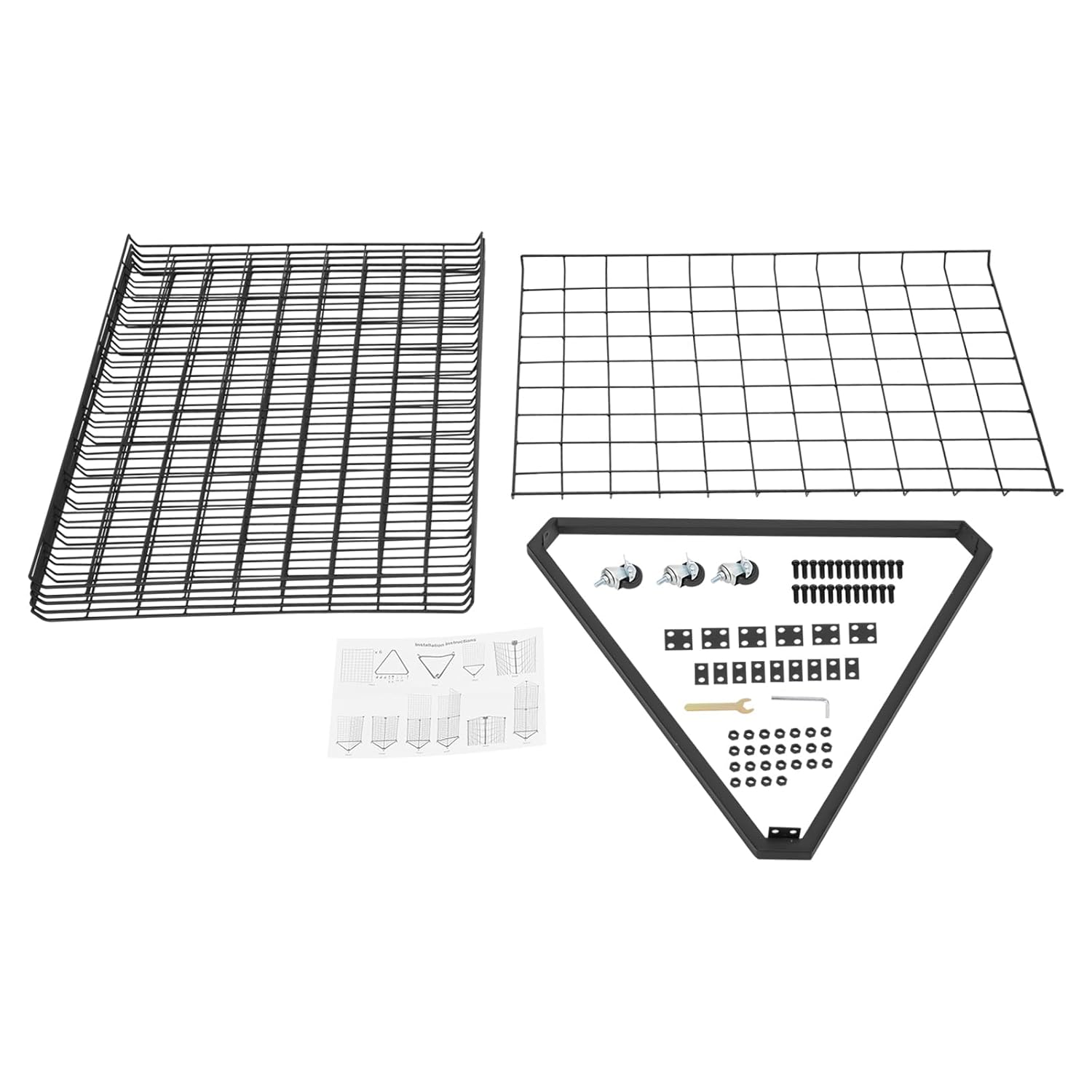 Heavy Duty Triangle Display Stand,24x68in Triangle Wire Grid Panel Tower with Base and Casters,Wire Grid Wall Display Rack for Homes Retail Shops Exhibitions,Black