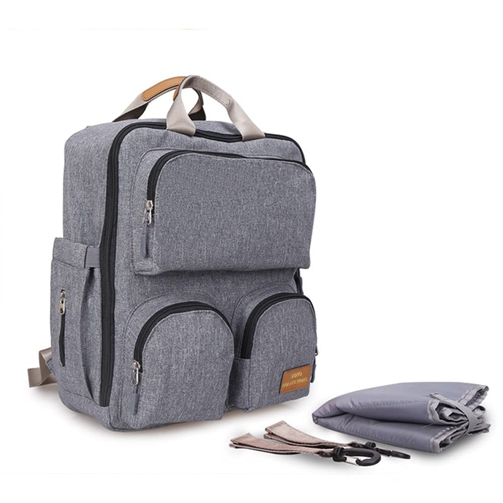 Mochilas para Pañales Biberones, Gran Capacidad Bolsa de Cambio de Bebé Bolsa de Viaje Casual Impermeable Mochila para Pañales Bolsas para Picnic, Bolsa de Almuerzo (Color : Gray)