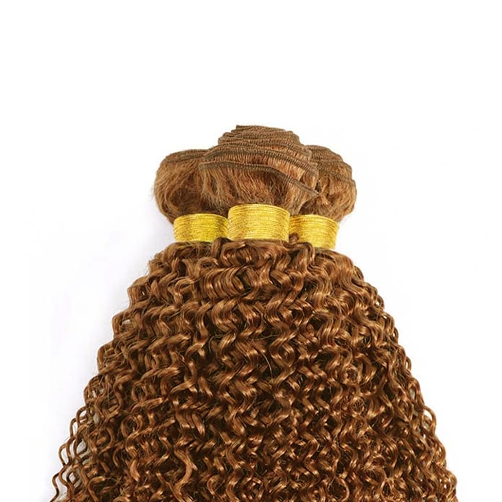 Light Brown Human Hair Bundles Brown Curly Wave Bundles #30 Color Remy Hair 16 18 20 Inch Brown Kinky Curly Hair Bundle Brazilian Virgin Remy Hair Extensions