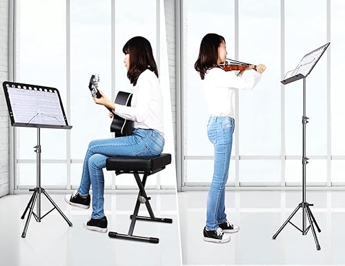 Miniatura 7 de Soporte para partituras, paquete de 3 soportes de música ajustables con bolsa de transporte, soporte profesional para libros de música para
