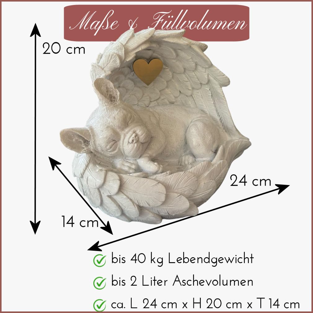 Monello Hundeurne Französische Bulldogge Mops bis 35 kg Tiergewicht mit persönlicher Gravur (Anthrazit)