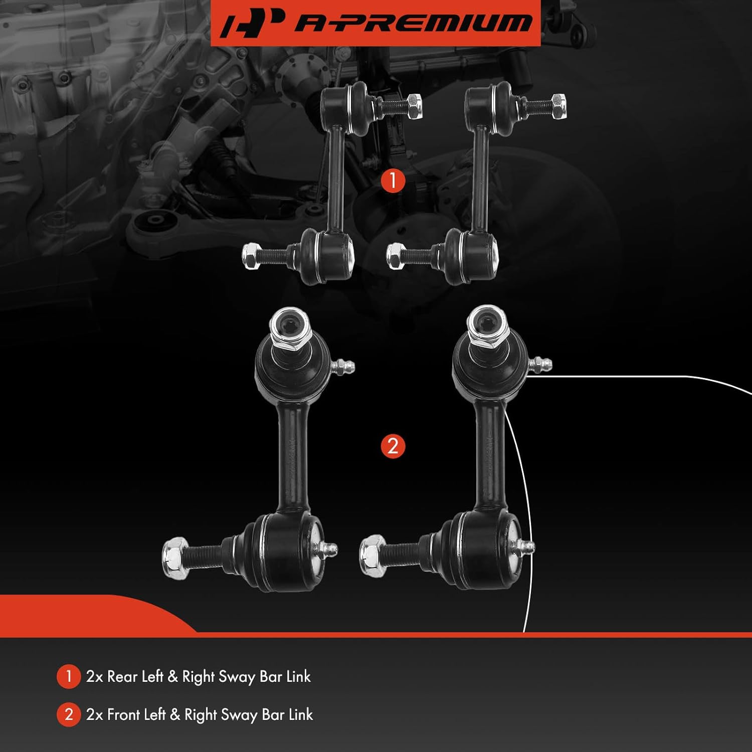 A-Premium Set of 4, Front & Rear Sway Bar Links Kit Stabilizer Bar Links, Compatible with Acura RL 1996-2004