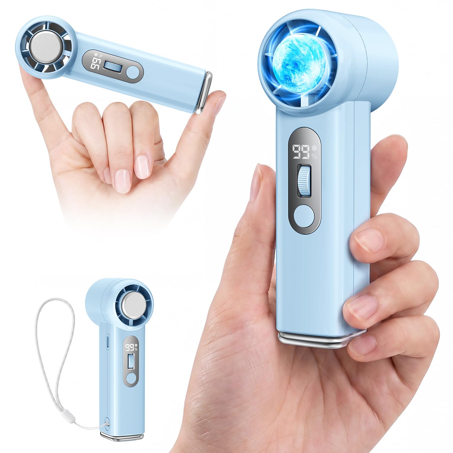 ハンディファン 【爆風・超ミニ・-26℃瞬間冷却】 冷却プレート 軽量 小型 静音 ハンディファン 強力7000mAh大容量 長時間稼働 199段階風量調整 手持ち扇風機 せんふうき 卓上 5枚羽根 携帯扇風機 USB-C 充電式 LED残量表示 カラビナ 可愛い おしゃれ ハンディ扇風機 掛け/卓上/手持ち 通勤/通学 暑さ対策 熱中症対策
