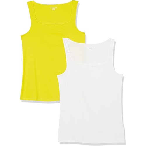 Amazon Essentials Women's Slim Fit Square Neck Tank, Pack of 2