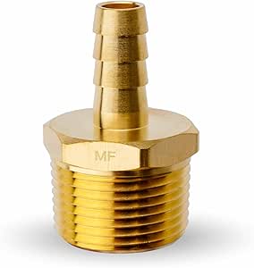 Brass 1/2" NPT To 3/8" Barb Fitting Adapter - 2-Pack Male Pipe To Hose Connector