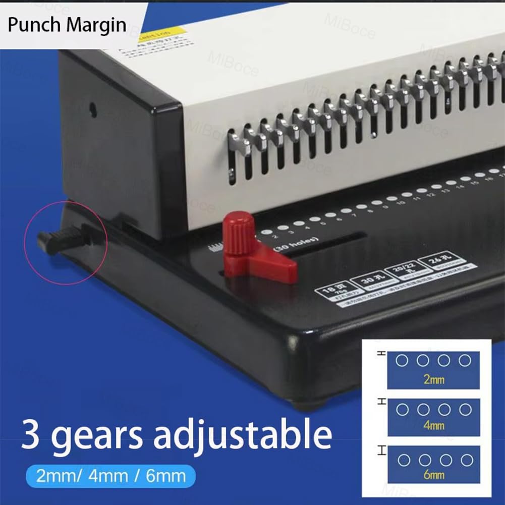 Perforatrice Multifunzionale per Carta, Perforatrice da Tavolo per Fogli Mobili, capacità di Perforazione di 15 Fogli, Passo di 9,5 Mm, Margine di Perforazione Regolabile, per Carta A4, A5, B5