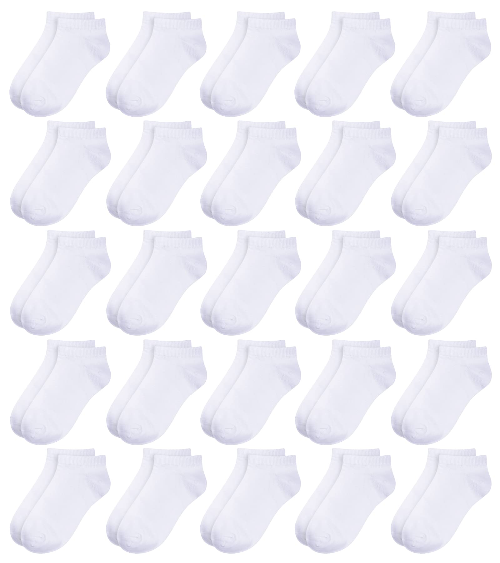 BOOPH 25 Pack Kids Low Cut Ankle Socks Boys Girls Half Cushion Athletic Socks
