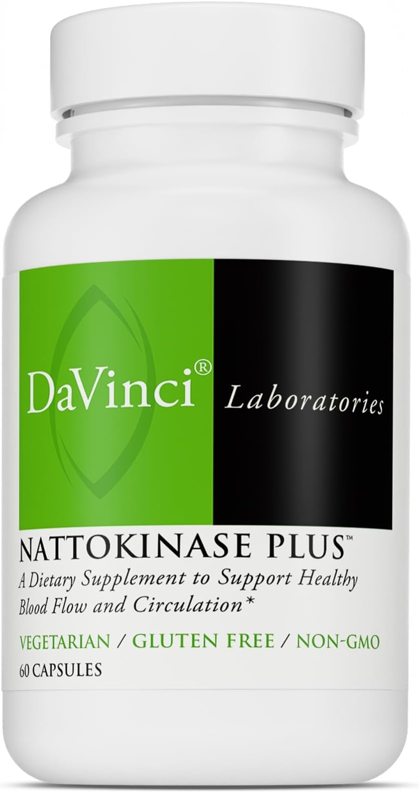 DAVINCI Labs Nattokinase Plus, Gluten Free -60 Capsules | High-Potency 20,000 FU/g Nattokinase Supplement for Blood Flow Support for Men & Women, Formulated with Antioxidant Support