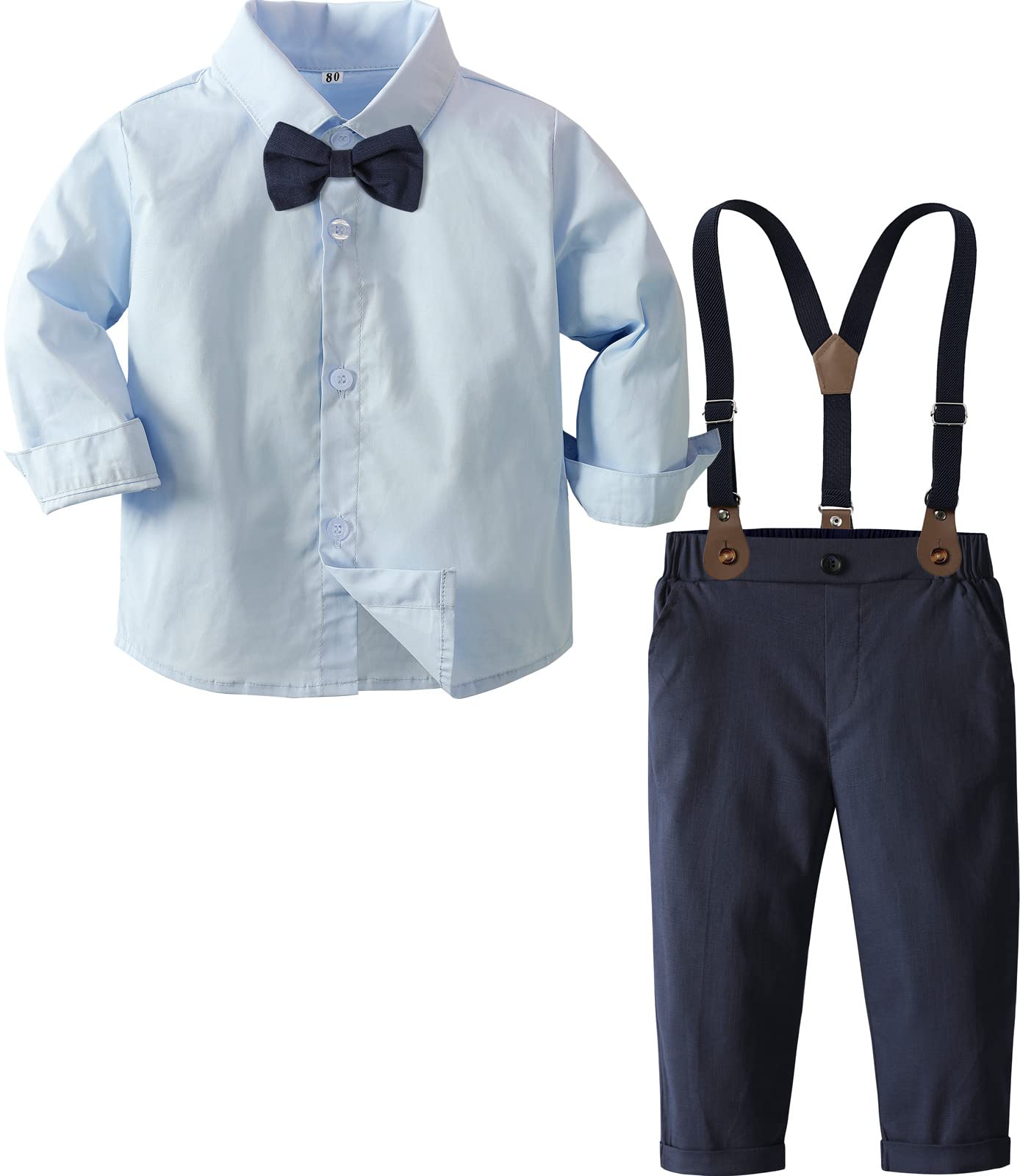 A&amp;J DESIGN Toddler Boy Suit Baby Dress Outfit, Suspender &amp; Bow Tie 12M - 6Y