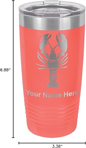 Miniatura 7 de LaserGram Vaso aislado al vacío de 20 onzas, langosta, grabado personalizado incluido (coral)