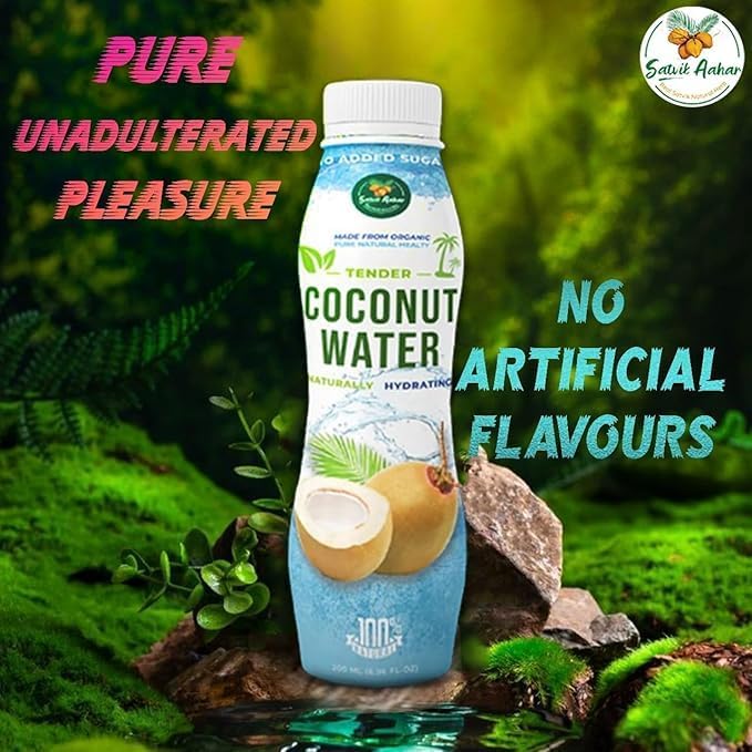 Image of SATVIK AAHAR Yellow Tender Coconut Water From Pollachi | With Vital Minerals, No Artificial Colours, Flavours or Preservatives- 200ml (Pack of 3)