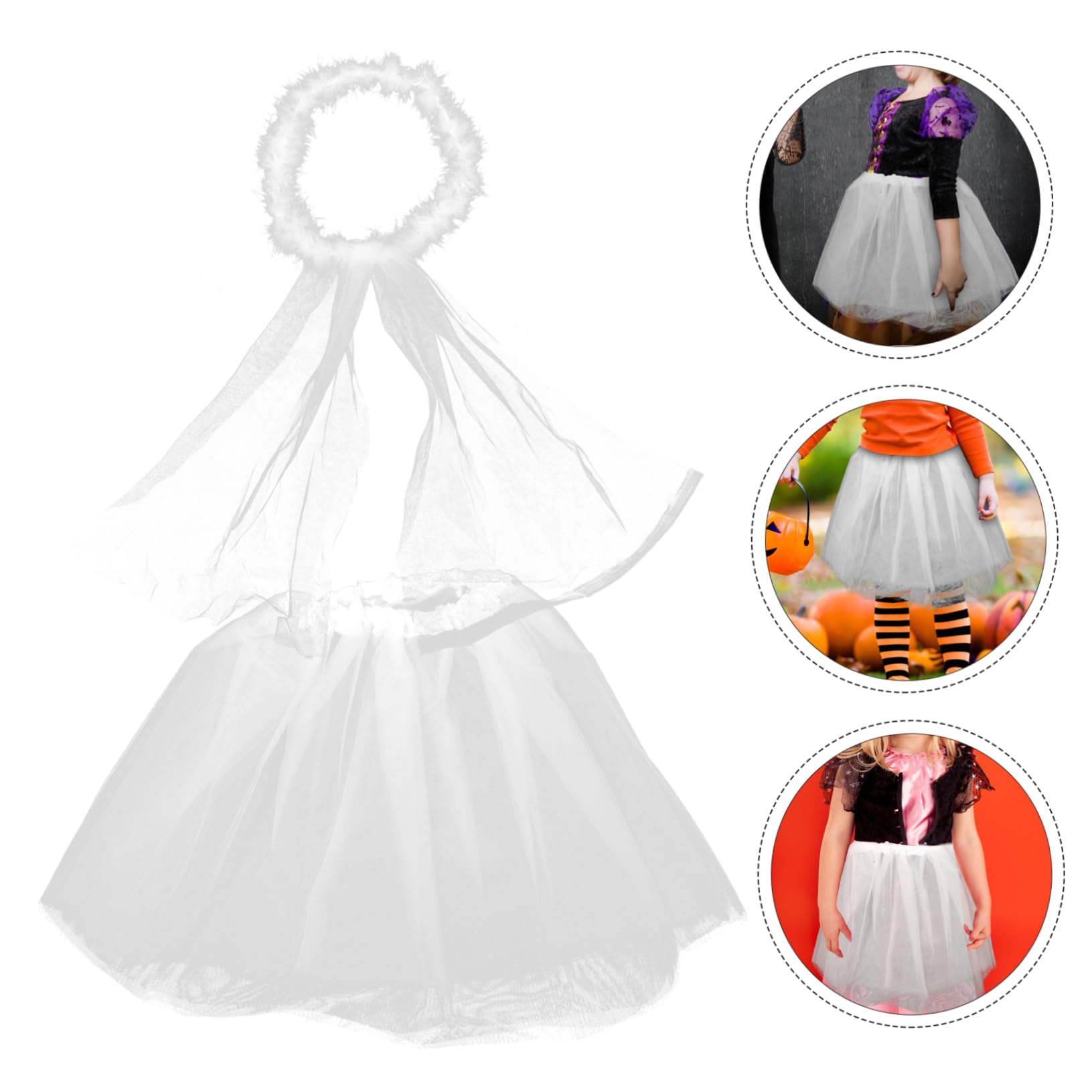 CALLARON 5 Sätze Kostüm Fluffy Tüllrock mit Haarreif Weicher Cosplay Rock für Jungen und Mädchen Halloween Party Verkleidung für Aufführungen und Festlichkeiten
