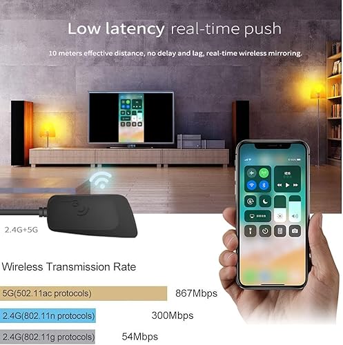 Miniatura 2 de Receptor de pantalla inalámbrico 4K 1080P 5G2.4G de doble banda, SmartSee WiFi HD, adaptador de espejo fundido para iPhone, Mac, iOS, Android a TV,