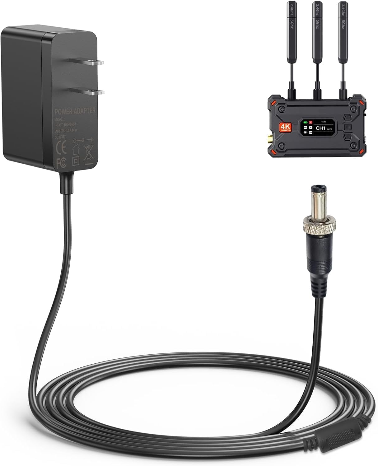 Lnauy 12V 2A Charger Compatible with Hollyland Wireless Video Transmitter Mars 400S Pyro 7 / S/Mars 400S Pro/II / 4K / M1 / M1 Enhanced/Cosmo C1 Replacement Power Supply Adapter Cord Cable