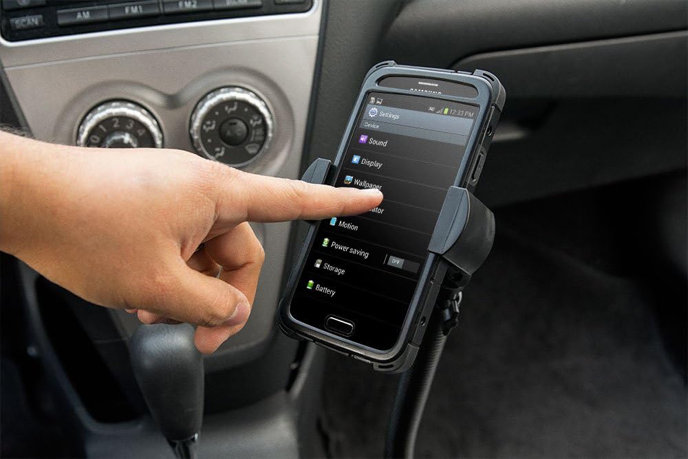 ARKON Mounts RoadVise XL Car Seat Rail or Floor Phone Mount | For Cars and Trucks | Adjustable Phone Holder | Bendable Arm | Sturdy Seat Rail and Floor Mount | Compatible with iPhone, Samsung, & More