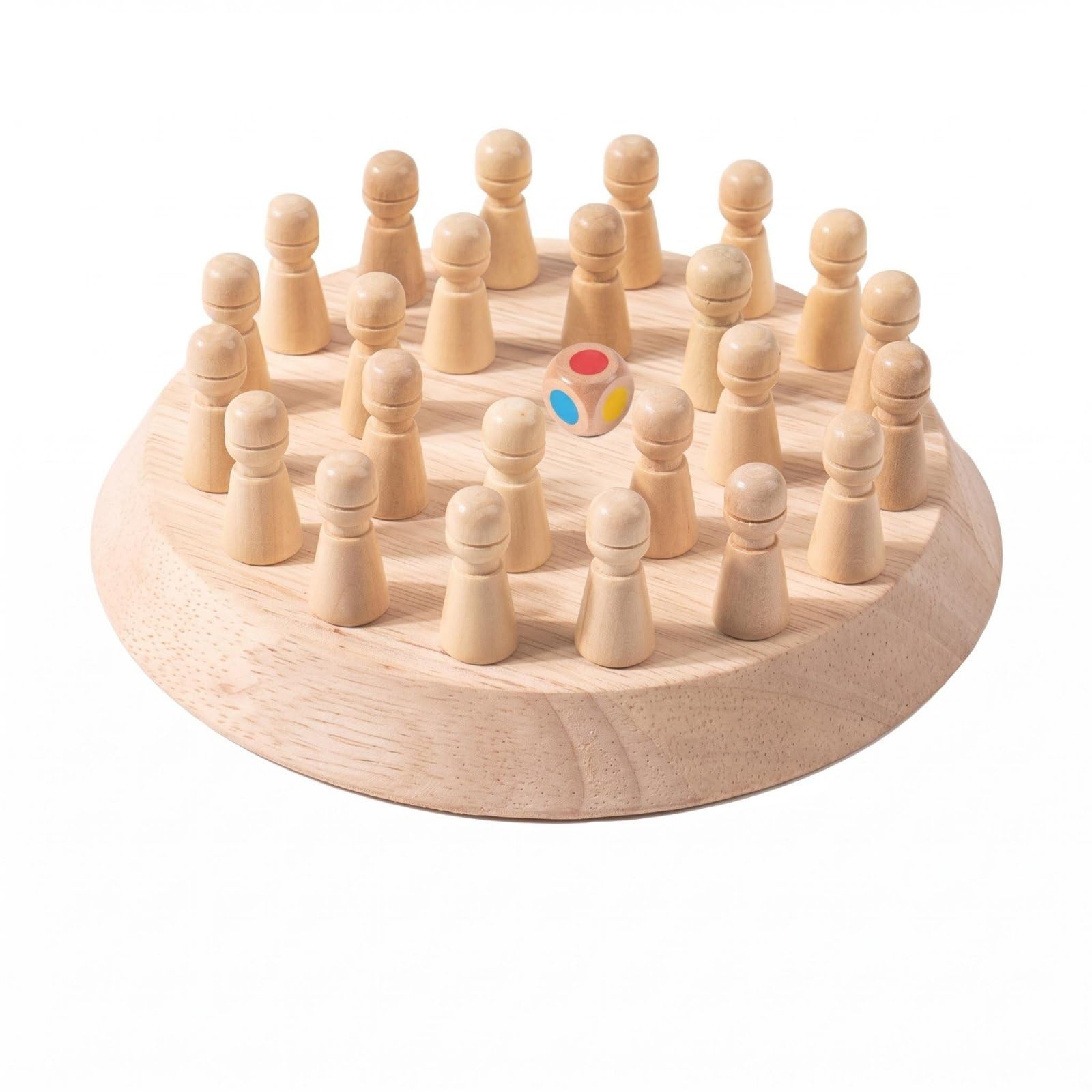 Natural Wood Wooden Peg Board Game Polished Wooden Memory Game Turned Small Toy Colored Markings, Wood-image-39