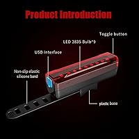 Vista 4 de Luz trasera de bicicleta, recargable por USB, luz trasera de 40 horas de larga duración, luz trasera LED brillante, 5 modos, IPX5 impermeable, luces