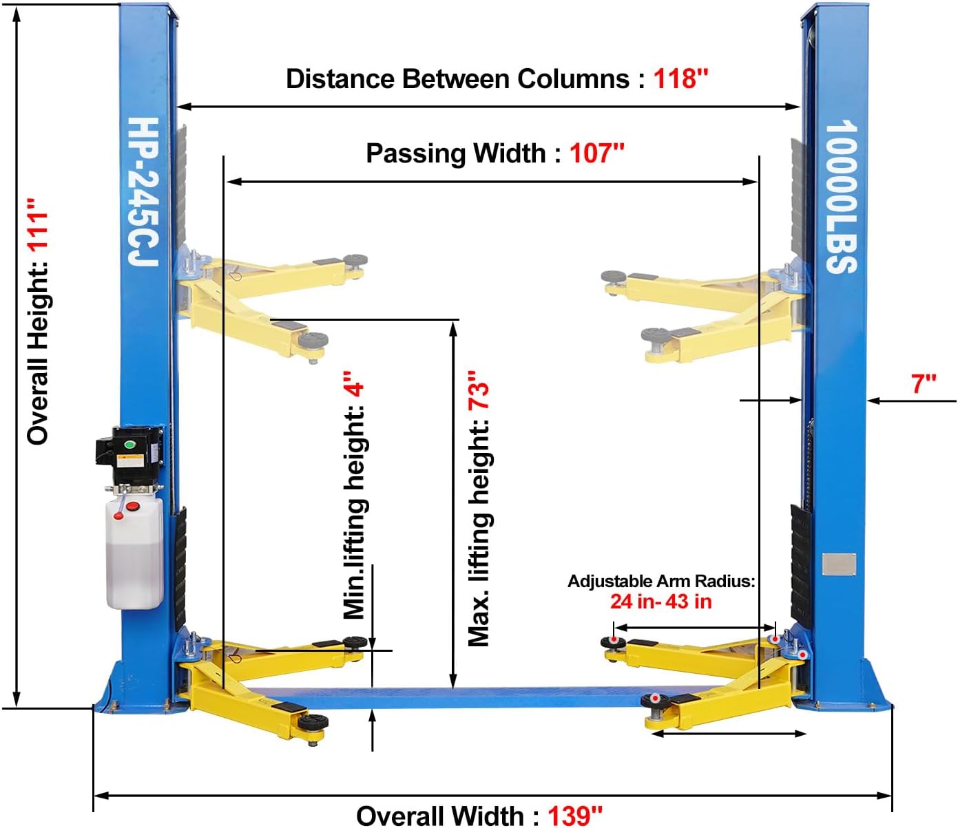 10,000 lb Two Post Auto Lift, Floor Plate Design, 73" Lift Height, Hydraulic Clear Floor Car Hoist for Garage & Shop, Safe Lock System, 110V Power, 3-Year Warranty, 2026