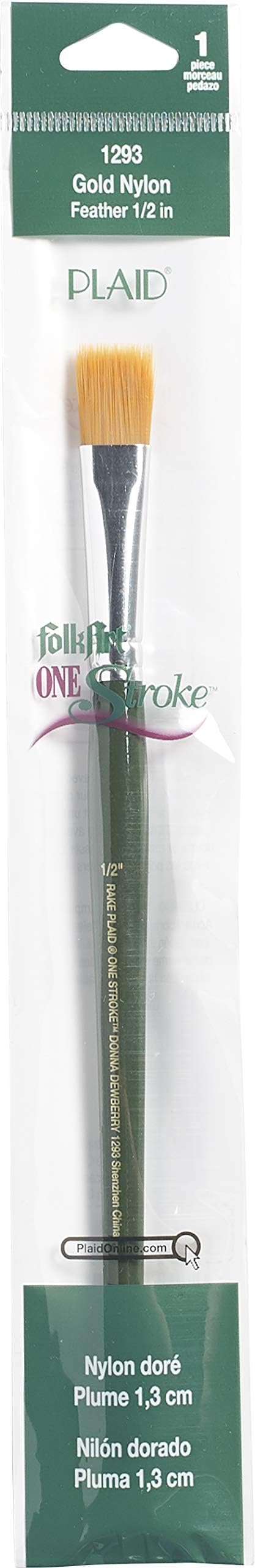 FolkArt 1293 One Stroke Paint Brush, 1/2" Rake Feather Brush