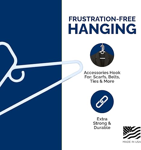 Miniatura 5 de Perchas de plástico ultra resistentes, fabricadas en Estados Unidos, colgador blanco pesado, paquete de 28