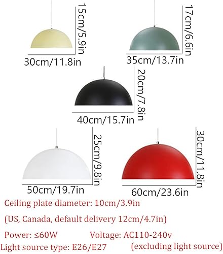 Miniatura 5 de QIVGXBO Lámparas de cúpula industrial semicirculares curvadas de metal mate lámpara colgante vintage rústica accesorios de iluminación para granja