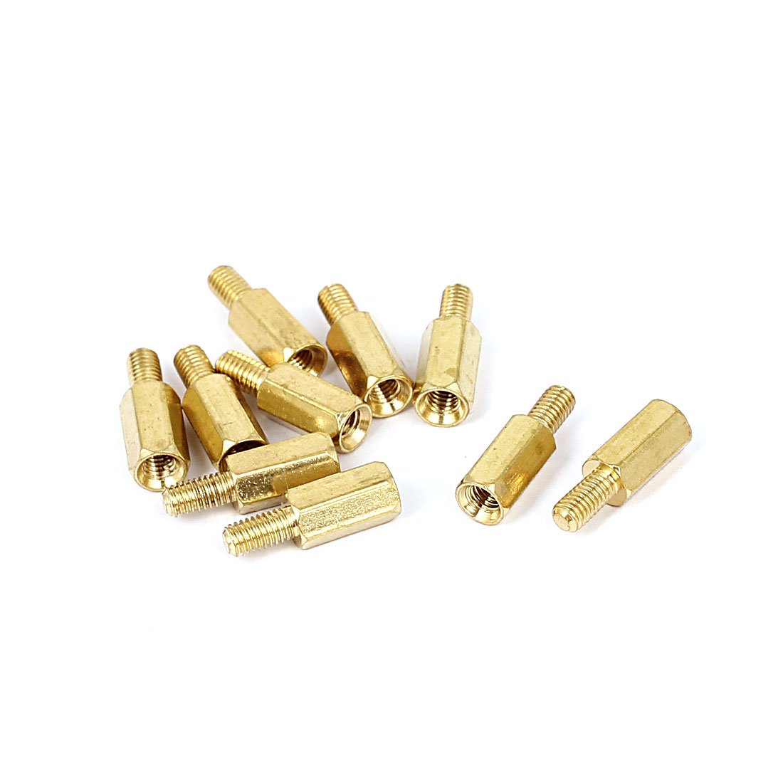 Aexit M3x9mm+6mm Male Nails, Screws & Fasteners to Female Thread 0.5mm Pitch Brass Hex Standoff Nut & Bolt Sets Spacer 10Pcs