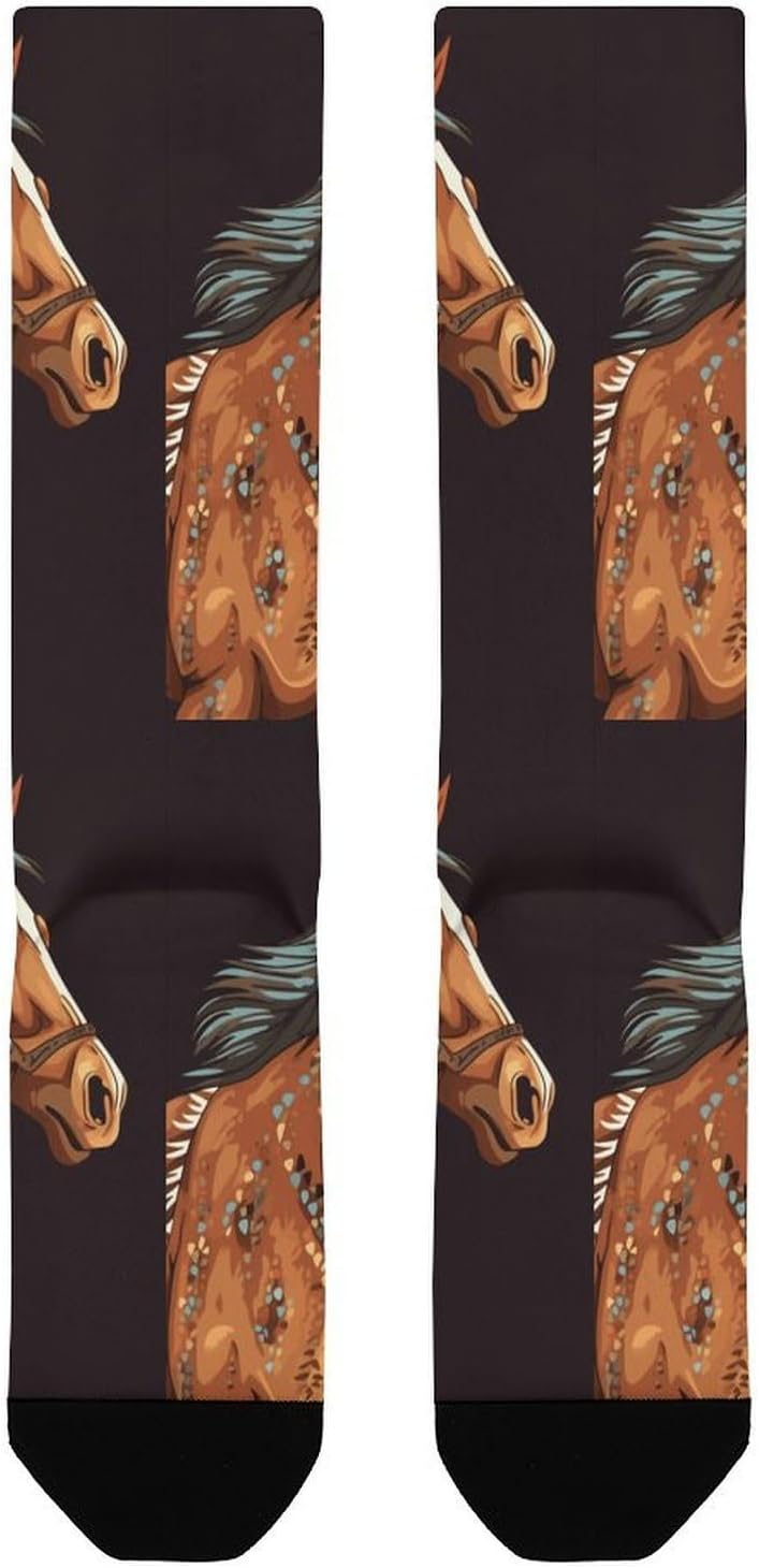 Brown Horse Knee High Soccer Socks Moisture Wicking