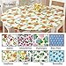 Collections Etc. Patterned Fitted Table Cover with Soft Flannel Backing and Durable Wipe-Clean Vinyl Construction