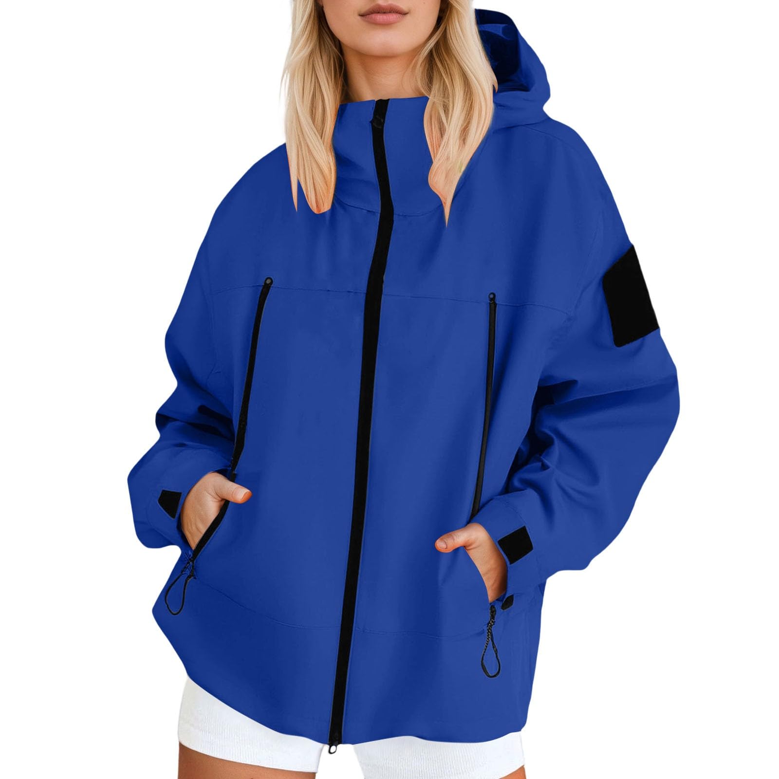 Genérico Chaqueta Entretiempo Mujer-Chaqueta Ligera Cortavientos Para Senderismo Al Aire Libre Para OtoñO Informal Con Capucha Impermeable De Viaje CóModo