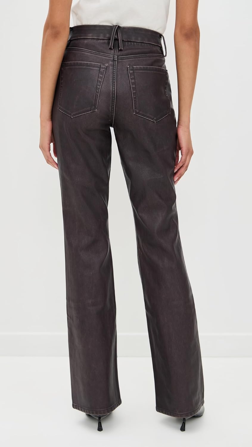 FAUX LEATHER HIGH RISE BOOTCUT PANTS by GOOD AMERICAN - Image 3