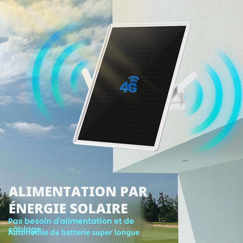 Routeur 4G LTE Solaire Extérieure sans Fil, Box 4G avec Carte SIM, Borne WiFi Antenne 4G CLE 150Mpbs,Lancer 2.4GHz Wi-FI 150Mpbs,2 Antennes Externe,Modem Carte SIM pour Tout Opérateur (16in)