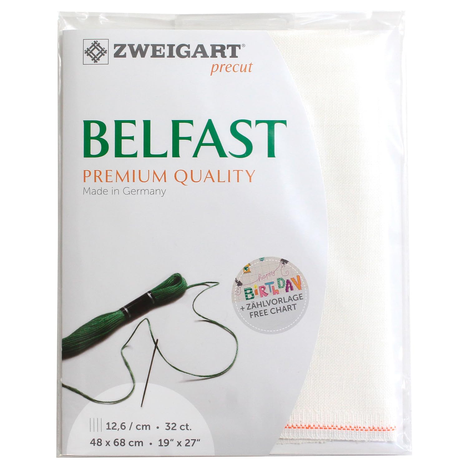 Zweigart White 32 Count Belfast Linen Antique 50X70cm (19.5X27.5 Inches)- Fat Qtr