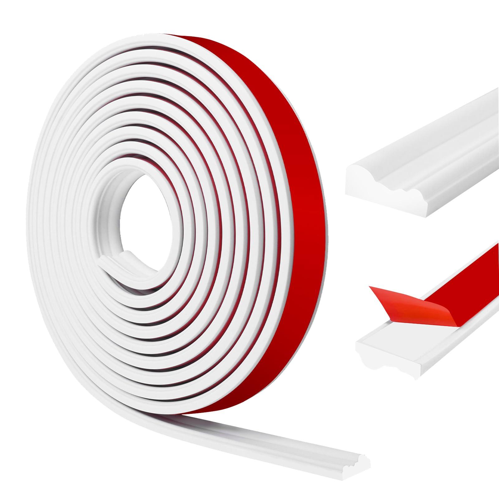 Molduras de pared autoadhesivas Molduras techo decorativas flexibles para paredes para decoración DIY, protección de paredes y bordes de armarios (blanco, 22 mm × 6 m)