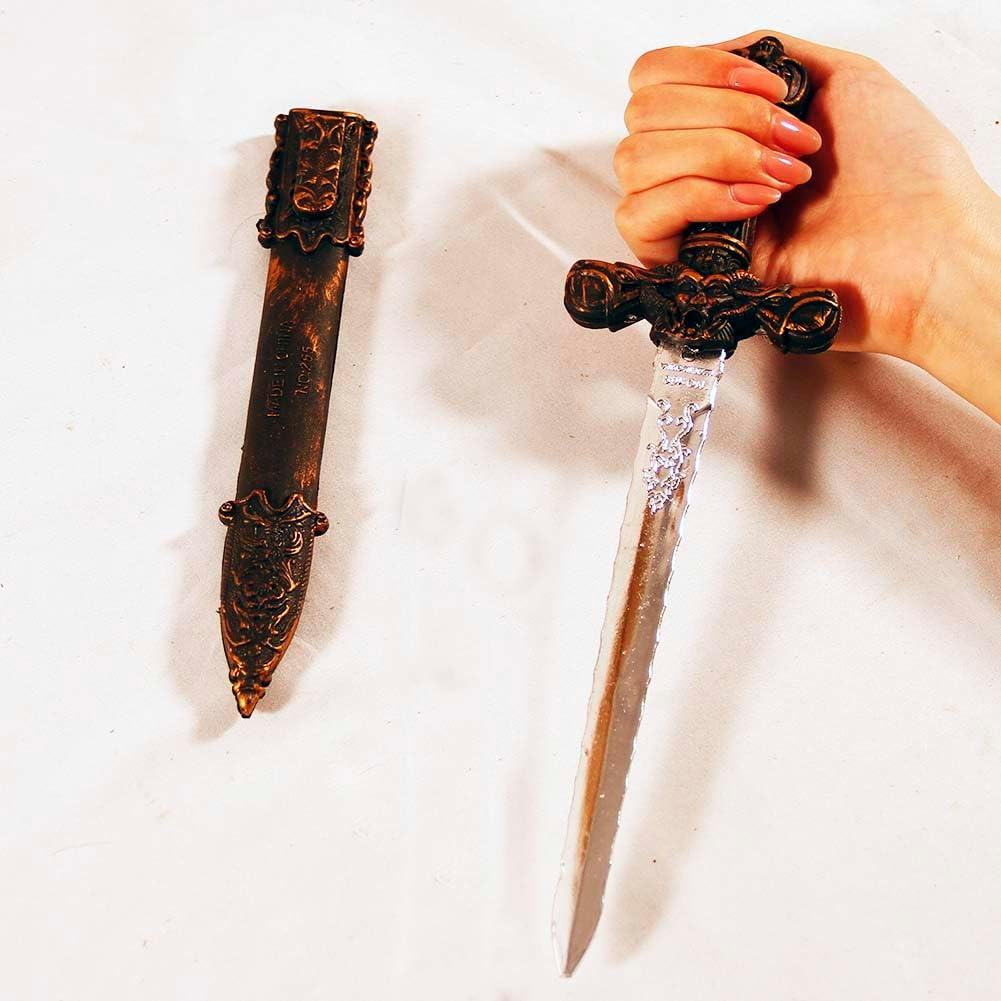 2 Pcs Pirate Sword Plastic Sword with Scabbard Fake Knife for Cosplay Costume Accessories Pirate Party Props Halloween Supplies 11.5 Inches (Bronze) - Image 5