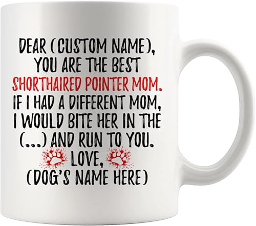 Taza personalizada alemana de pelo corto con diseño de perro y mamá, puntero para mujer, taza de puntero para mamá, regalo de dueño de puntero