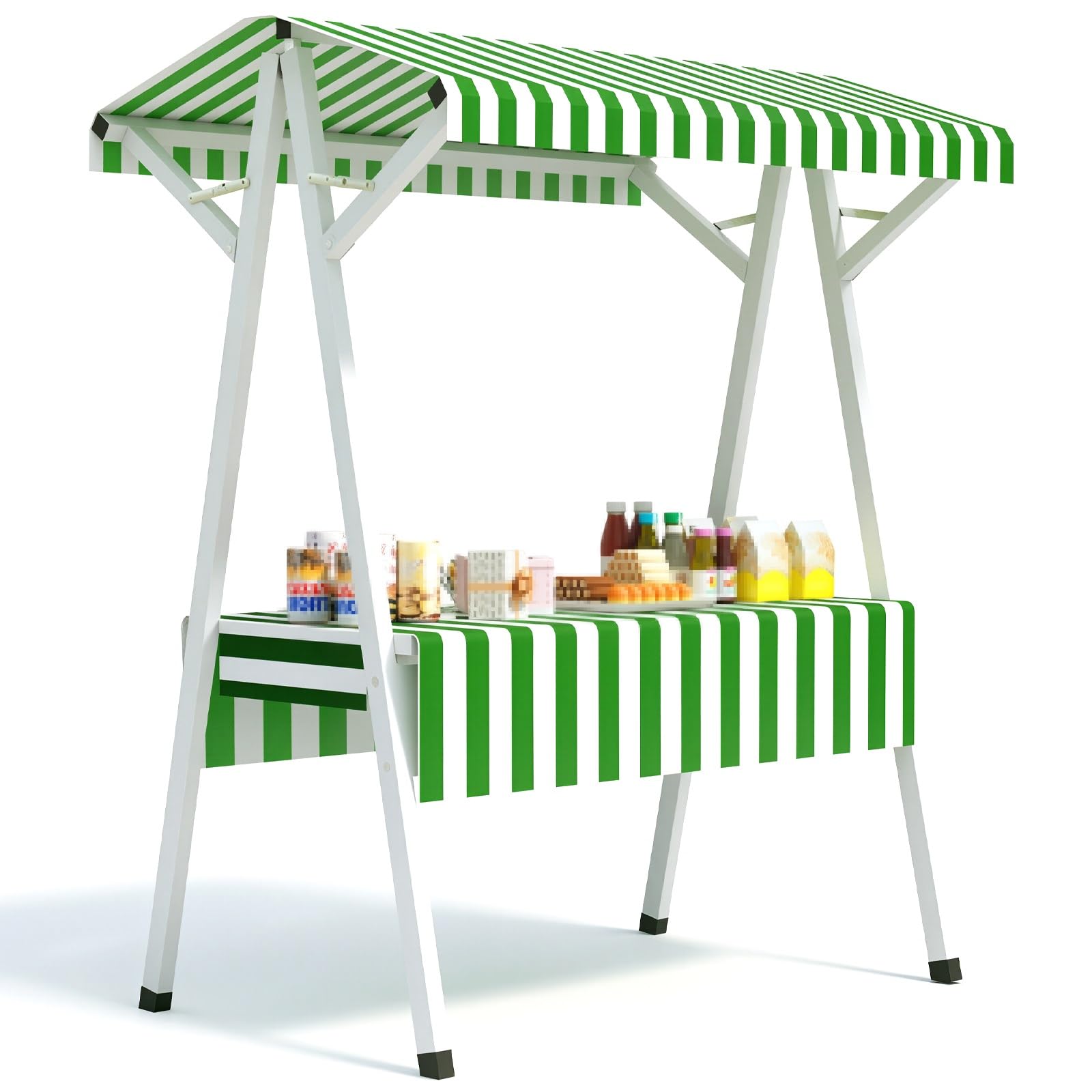 Bancarella pieghevole con tettoia, Carretto portatile per mercati, fiere e vendita ambulante all’aperto(Green,130x60x200cm/51x24x79in)