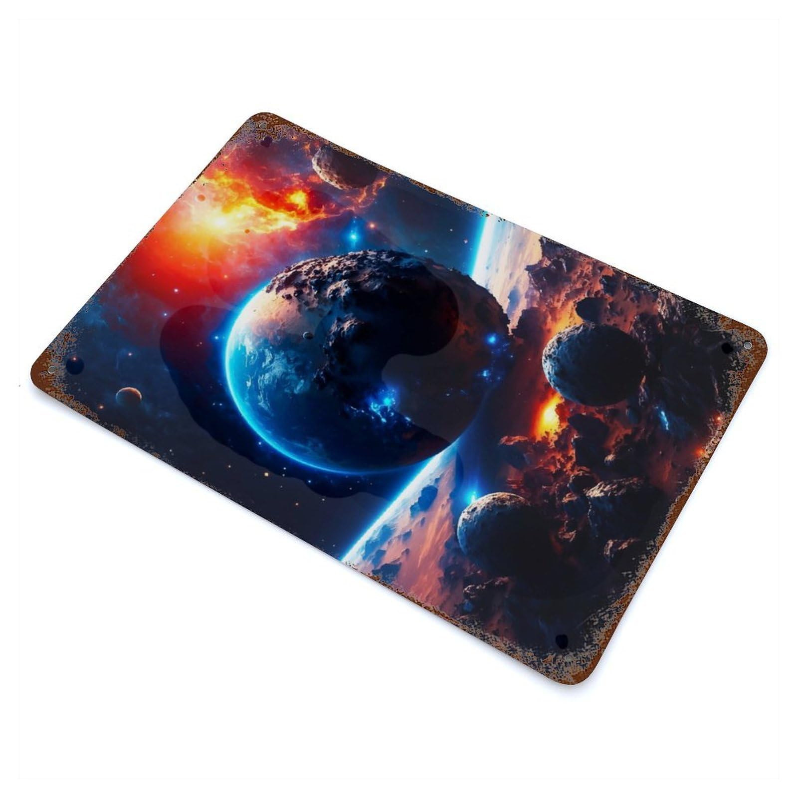 Abstract World Rusty Metal Tin Sign 11.8"x7.9", Ideal for Pub, Kitchen And Man Cave Decor